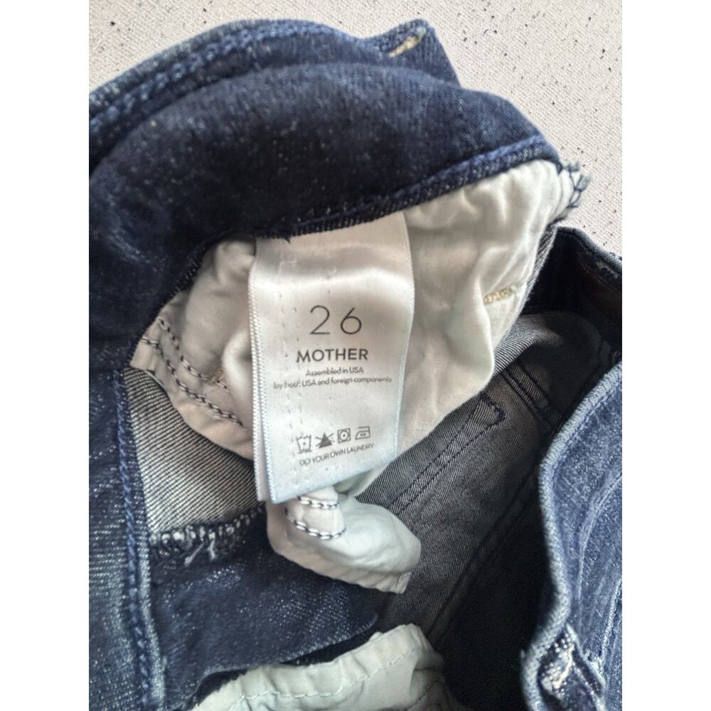 MOTHER The Hustler Ankle Fray Jeans Freebird Dark Wash Stretch Flare Sz 26 $228 - Picture 6 of 11